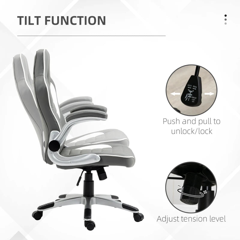 Racing Gaming Chair With Tilt Function and Flip Up Armrests