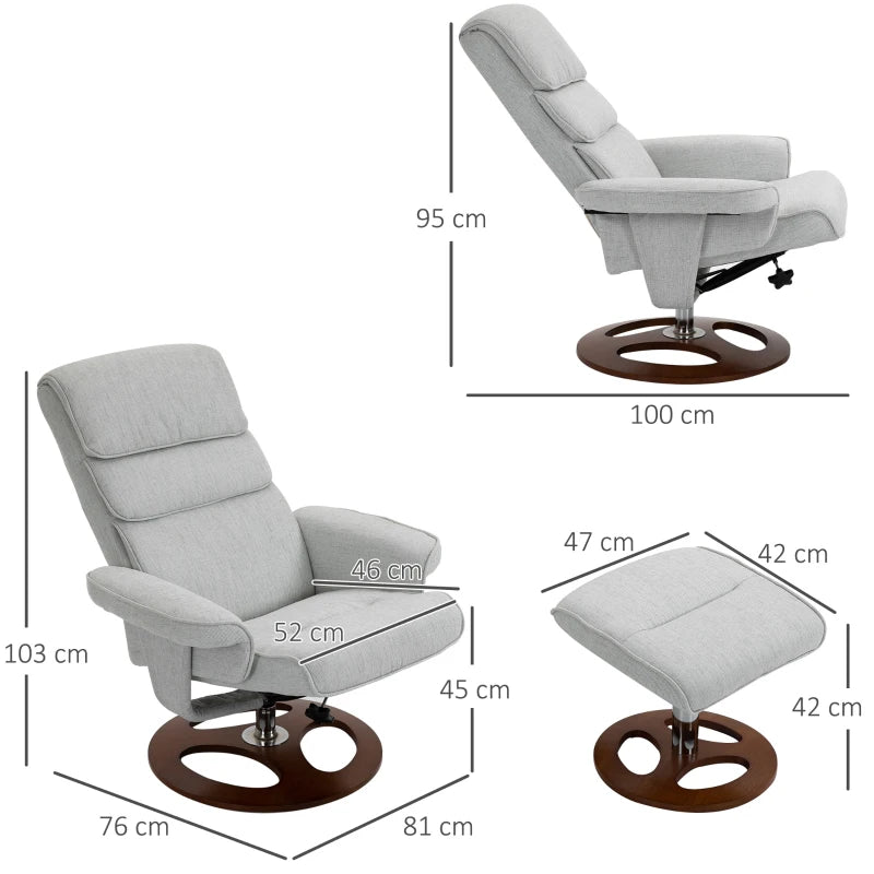 Grey 360° Swivel Recliner Chair