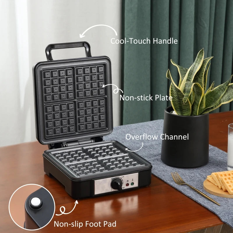 4 Slice Waffle Maker Iron Machine with Deep Cooking Plate